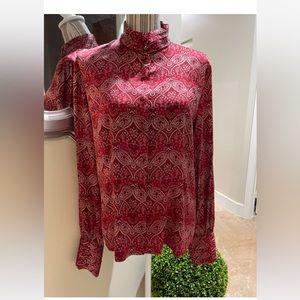 Oscar by Oscar De La Renta Silk Charmeuse Button Front Shirt Blouse
